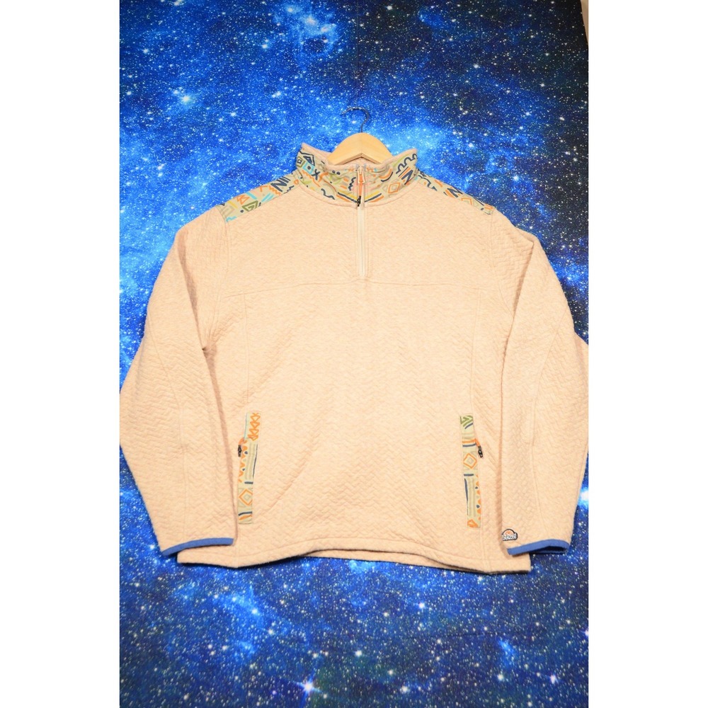 Chubbies Sweatshirt Mens Large Beige 1/4 Zip Pullover Retro‎ Geometric Knit